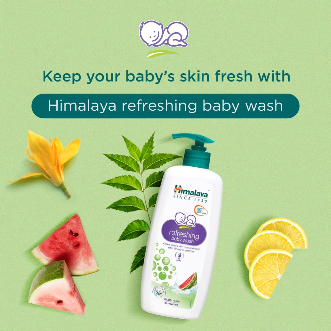 Himalaya Refreshing Baby Wash 400ml | No tears formula |with Watermelon, Neem & Lemon| Keeps baby's skin cool & fresh