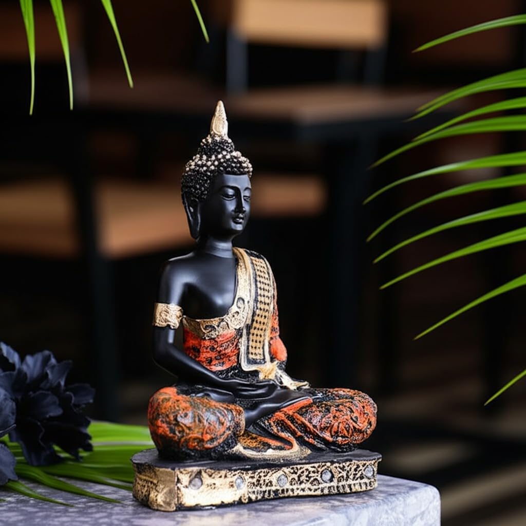Sitting Meditating Buddha Statue Showpiece Idol for Home Living Room Decor Pooja Office Table Wall Shelf God Idol for Gift