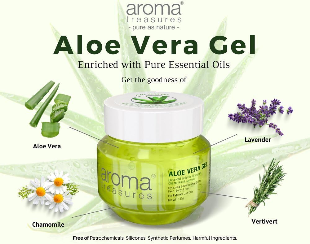 Aroma Treasures Aloe Vera Gel for Face, Body & Hair | Moisturizing & Hydrating Aloevera Gel | 98% Ingredients of Natural Origin | Pure Aloe Vera Gel for Skin, Hair & Pimples | 250g