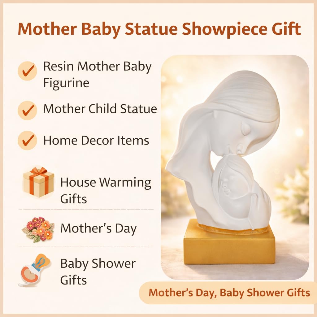CraftVatika Mother Baby Statue Showpiece Gift, Mother Baby Figurine, motherr Child Statue, Home Decor Items, House Warming Gifts Mother's Day, Baby Shower Gifts for Mom to be