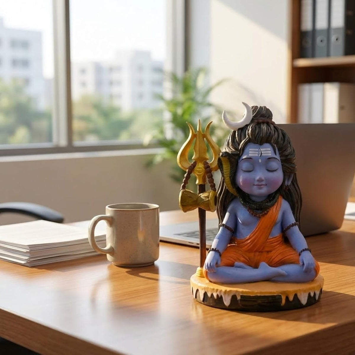 Shivji Idol for Car Dashboard, Home Temple & Office Desk | Compact Resin Mahadev Murti for Puja Room, Table Decor & Spiritual Gift | Small Lord Shiva Statue (Mahadev Mini Statue)