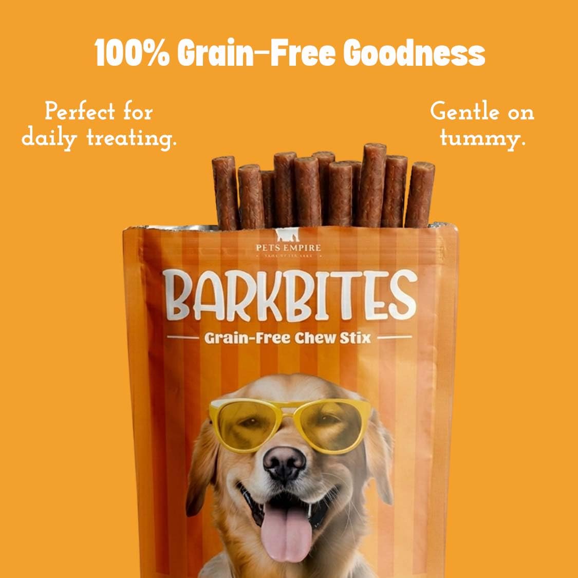 PETS EMPIRE BARKBITES Butter Chicken Dog Chew Sticks | Grain-Free Soft Dog Treats | High Protein Training Snacks| Made with Real Chicken | Healthy & Tasty Chews | 100g