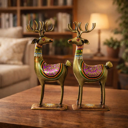 CraftVatika Home Decor Romantic Couple of Lucky Deer Reindeer Set, Home Decoration Items for Living Room, House Warming Gifts, Decorative Items for Drawing Bed Room, Return Gift Items for Woman Man