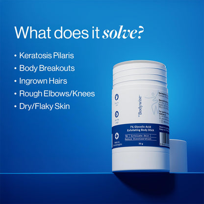 Be Bodywise 7% Glycolic Acid Exfoliating Body Stick | Gentle & Hydrating | Multifunctional | Exfoliates Skin, Smoothens Bumps & Reduces Ingrown Hair | With 0.5% Salicylic Acid & Shea Butter | 30g