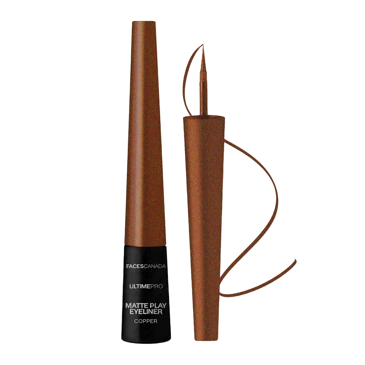 FACES CANADA Ultime Pro Matte Play Eyeliner - Copper, 2.5 ml | Quick Dry | Shimmer Finish | 24 Hr Long Lasting Formula | Precise Felt Tip | Highly Pigmented | Waterproof, Smudgeproof & Sweatproof