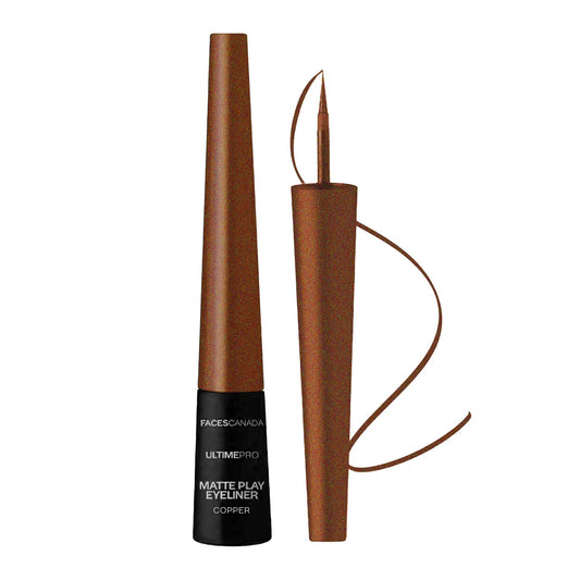 FACES CANADA Ultime Pro Matte Play Eyeliner - Copper, 2.5 ml | Quick Dry | Shimmer Finish | 24 Hr Long Lasting Formula | Precise Felt Tip | Highly Pigmented | Waterproof, Smudgeproof & Sweatproof