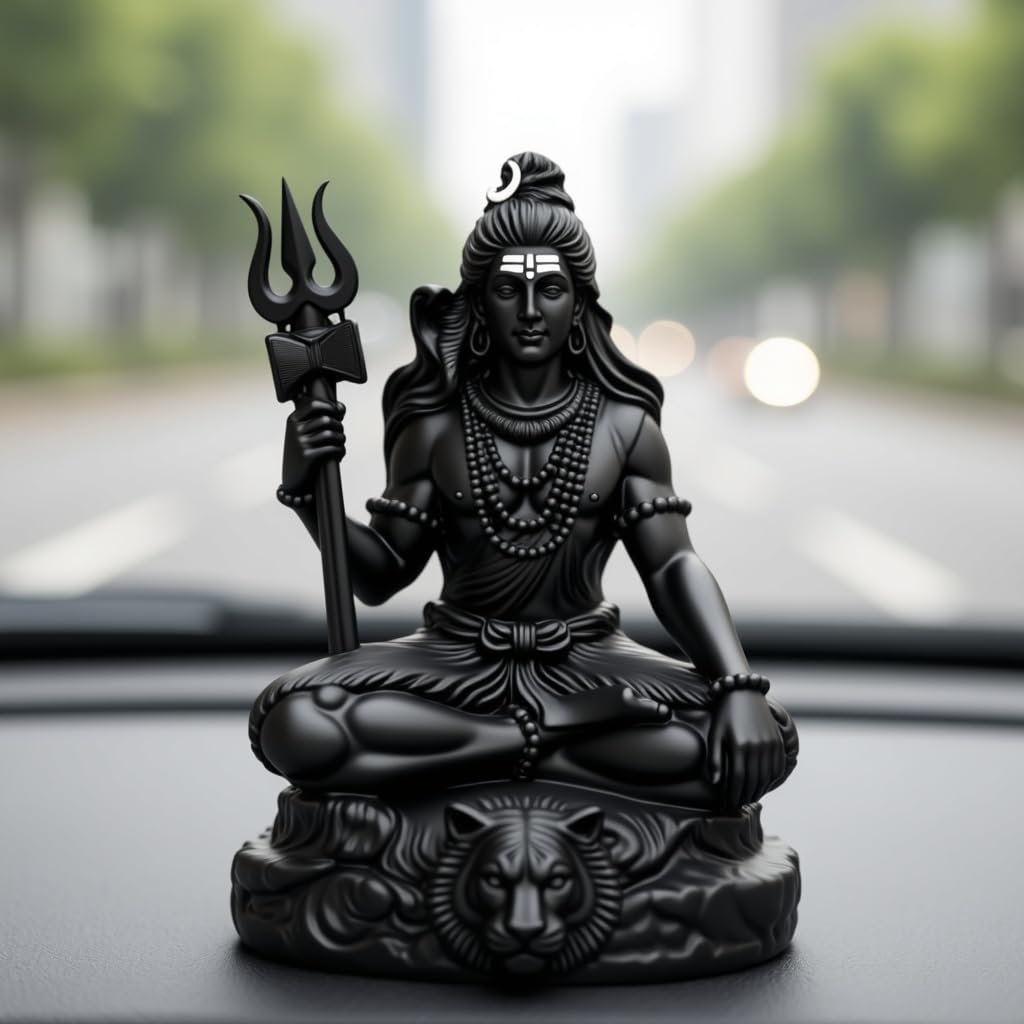 UNOVATE Shiva Idol for Car Dashboard | Adiyogi Statue | Mahadev Idol, Black