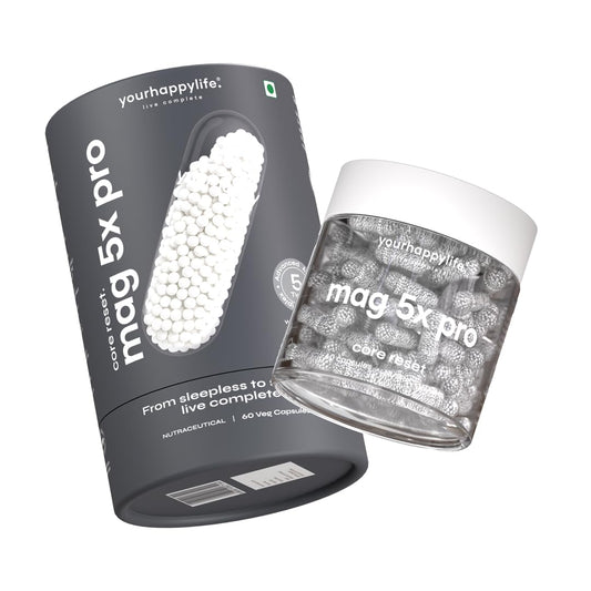 YourHappyLife 5X Magnesium Complex 1148 mg - 60 Capsules with Magnesium Glycinate, Malate, Liposomal, Phosphate, Aquamin | Advanced Time-Release Magnesium Supplement with Vitamin D3, K2 & Zinc for Sleep, Recovery & Stress Relief- Pack of 1