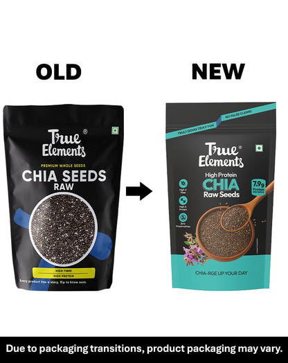 True Elements Raw Chia Seeds 500g - Dirt & Stone Free Premium Chia Seeds | 30 days pack | High Fibre & Plant Protein | Helps with Weight Management | Good for Summer Hydration | Super Seeds for Smoothies, Oats & summer Drinks