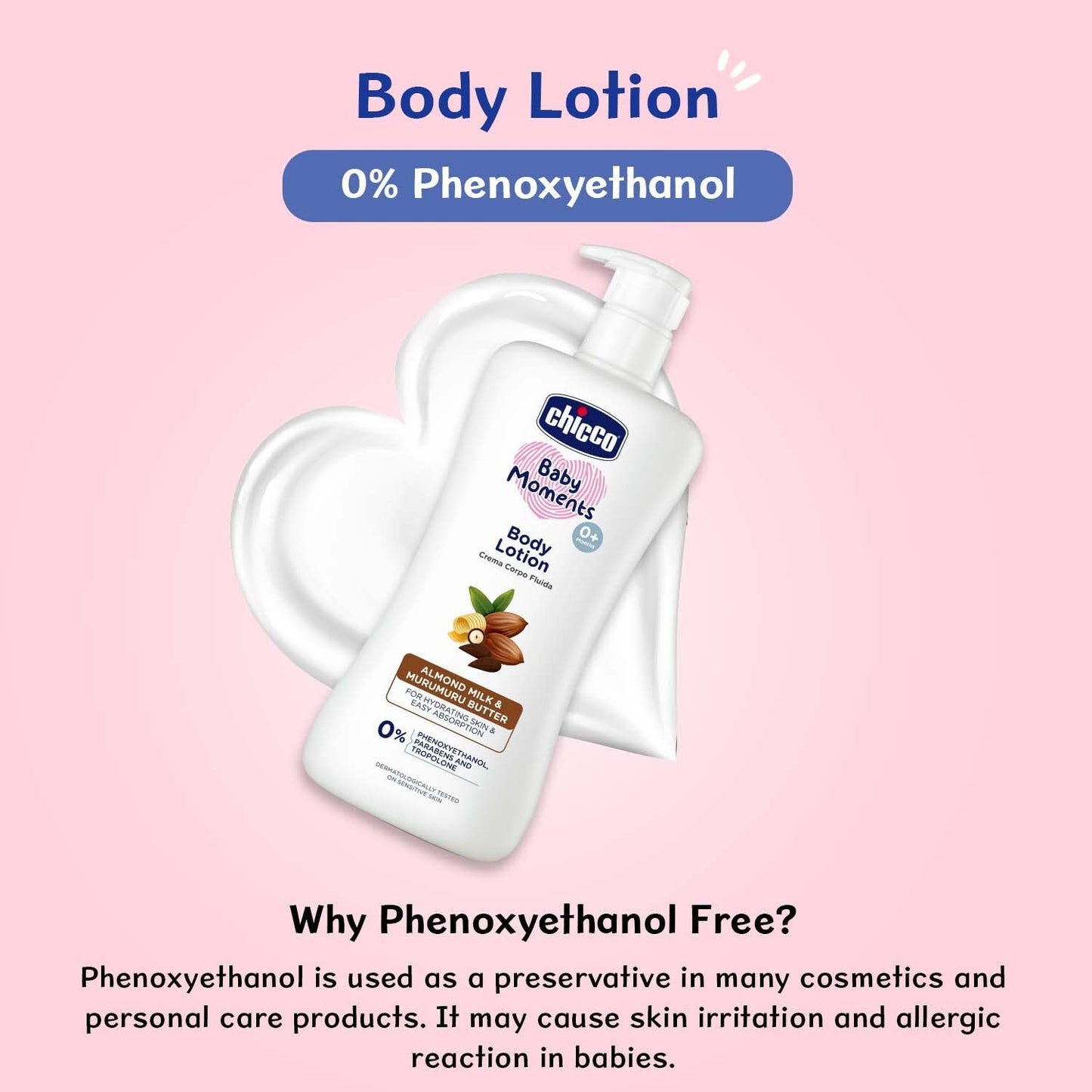 Chicco Baby Moments Body Lotion 200ml | Almond Milk & Murumuru Butter | Quick Absorb Formula with Natural Ingredients for Ultra Soft Skin | Dermatologically Tested | Parabens & Phenoxyethanol Free