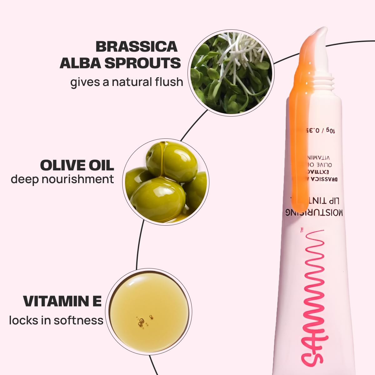 Sammmm LOVE Moisturizing Lip Tint Oil(10g) | pH Reactive Lip Oils with Natural, Glossy Pink Finish | Long-Lasting And Non-Sticky Liptint Infused with Olive Oil & Vitamin E | Formulated for Young Skin
