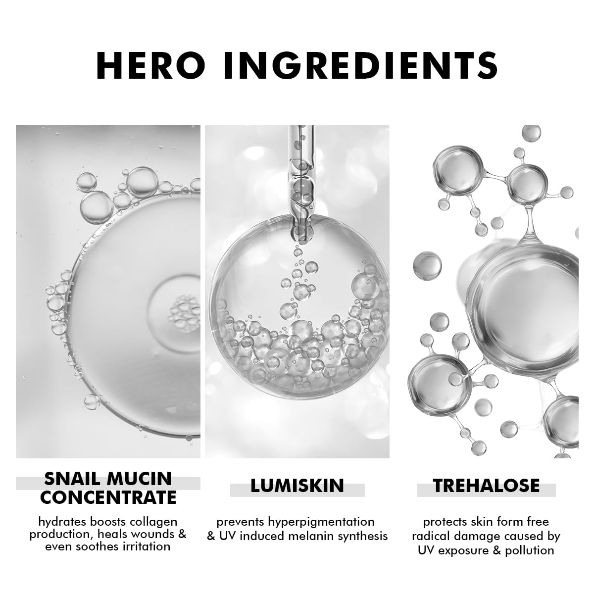 Illustration of skincare product ingredients with text on a white background