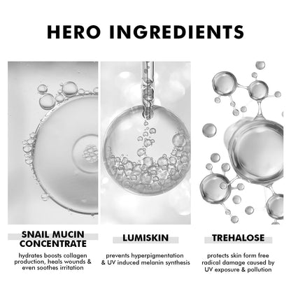 Illustration of skincare product ingredients with text on a white background