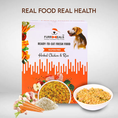 FurrMeals Wet Dog Food | Herbed Chicken and Rice | Pack of 1 x 300g | All Breed | Gluten Free | Preservative Free | Ready-to-Eat Fresh Dog Food
