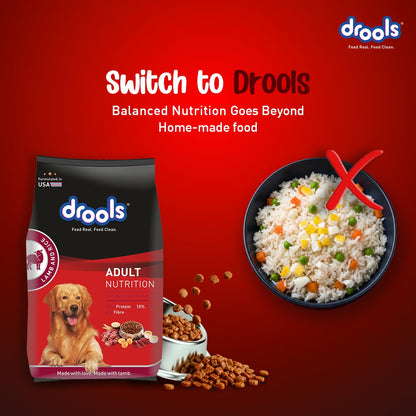 Drools Adult Dry Dog Food 1kg | Lamb and Rice Flavour | Supports Skin Nourishment and Coat Radiance | Promotes Healthy Digestion | Natural Antioxidants | Strengthen Immunity
