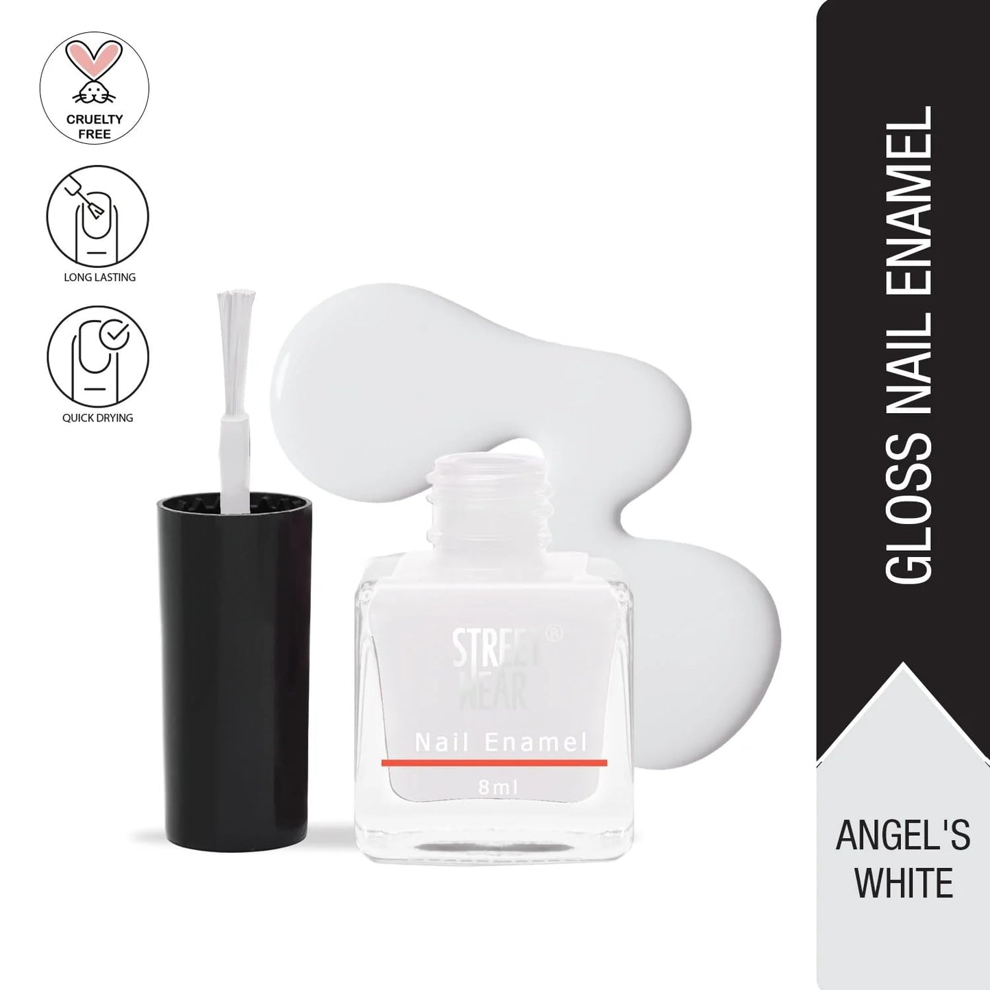 Street Wear Nail Enamel, Angel's White, 8ml