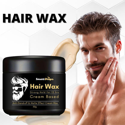 Smartdrops Hair Cream Wax | Hair Wax Men | Styling Wax | Glossy Finish | Shine | Strong Hold | For Men - 50gm | Cream Based Wax