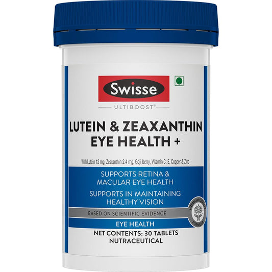 Zephivo Swisse Eye Health+ with Lutein & Zeaxanthin for Healthy Vision Support, Reduces Digital Strain & Fatigue From High Screen Time - 30 Tablets