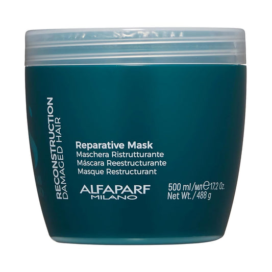 Alfaparf Milano Semi Di Lino Reconstruction Reparative Mask for Damaged Hair, Sulfate Free - Safe on Color Treated Hair - SLS, Paraben and Paraffin Free - Professional Salon Quality - 17.2 fl. oz.