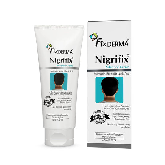 Fixderma Nigrifix Advance Cream for Acanthosis Nigricans with Melatonin, Retinol & Lactic Acid | For Dark Body Parts like Neck, Ankles, Knuckles, Armpits, Thighs & Elbows | Dermatologist Tested - 50g