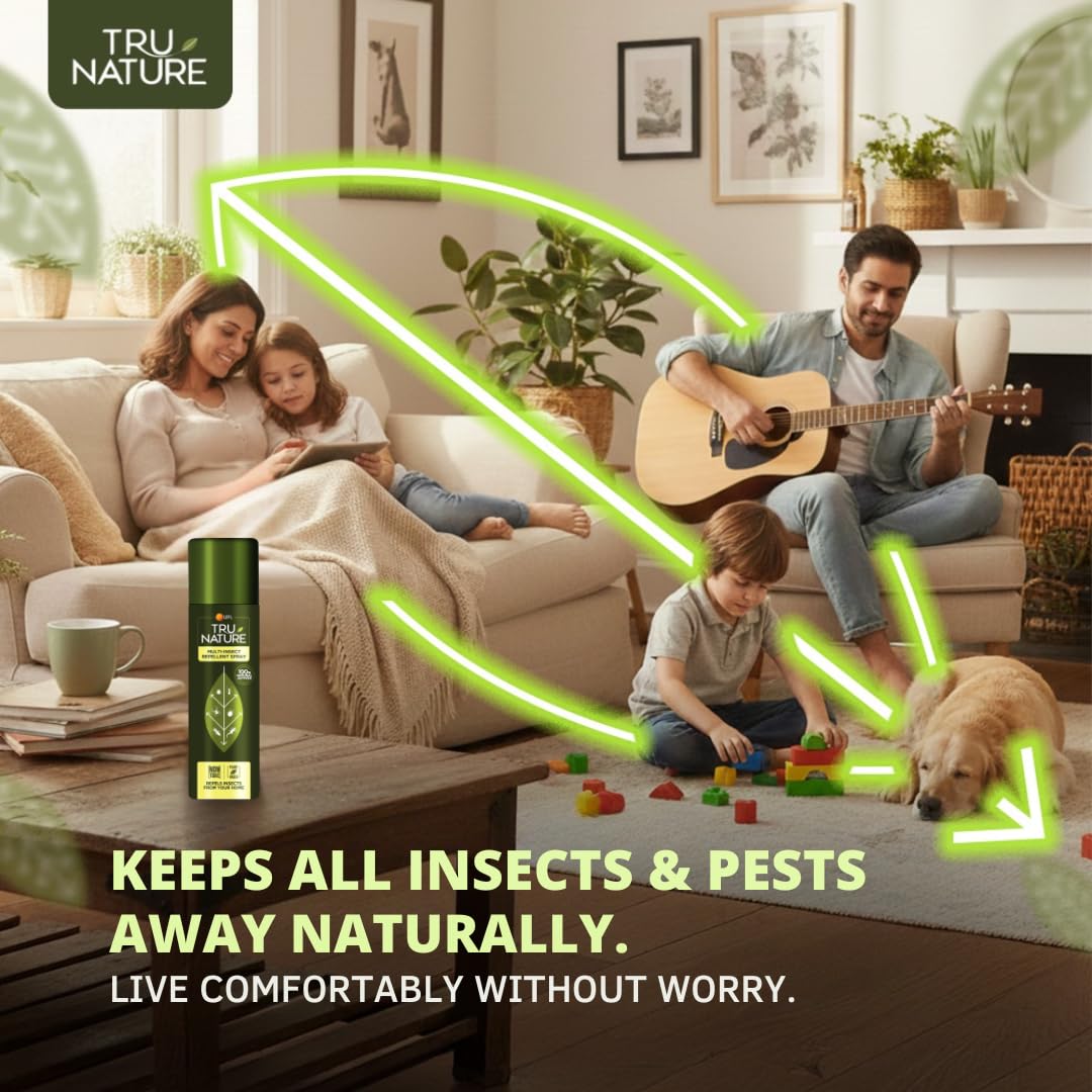 Tru Nature Herbal Multi-Insect Repellent Spray – 200 ML | Works on Bed Bugs, Ants, Termite,Ticks, Spider and Lizards | 100% Plant Based, Chemical Free | For Home, Office & Garden | No Kill, Only repel