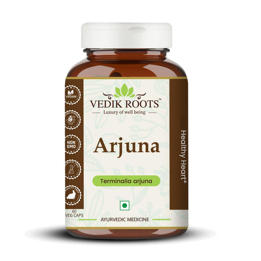 Arjuna 60 Capsules 450 mg Organic | Terminalia Arjuna | For Healthy Heart | Herbal Supplements (Pack of 1)