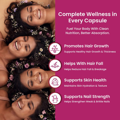 ZEROHARM Biotin Tablets for Hair Growth - 10000 mcg Vitamin B7 - Plant-Based Supplement Supports Hair Growth, Skin Hydration & Nail Strength For Men & Women - Sesbania Grandiflora - 60 Tablets