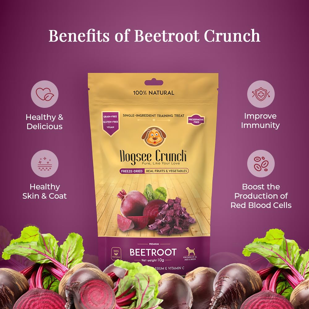 Dogsee Crunch Beet Training Treats for Dogs 10g Real Beets | Help Boost Immunity | Single-Ingredient Training Treats
