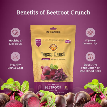 Dogsee Crunch Beet Training Treats for Dogs 10g Real Beets | Help Boost Immunity | Single-Ingredient Training Treats