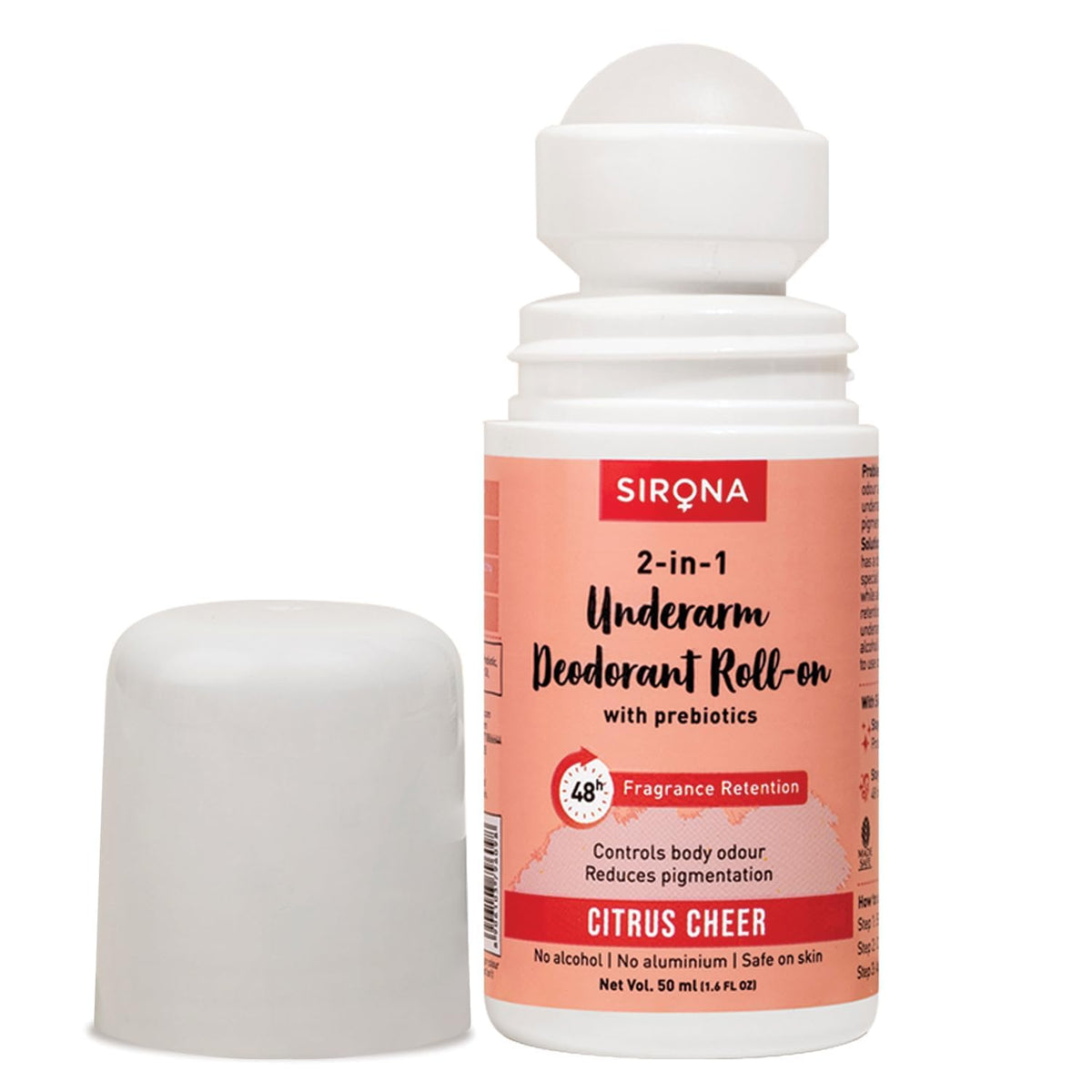 Sirona 2-in-1 Underarm Deodorant Roll-on with prebiotics on a white background