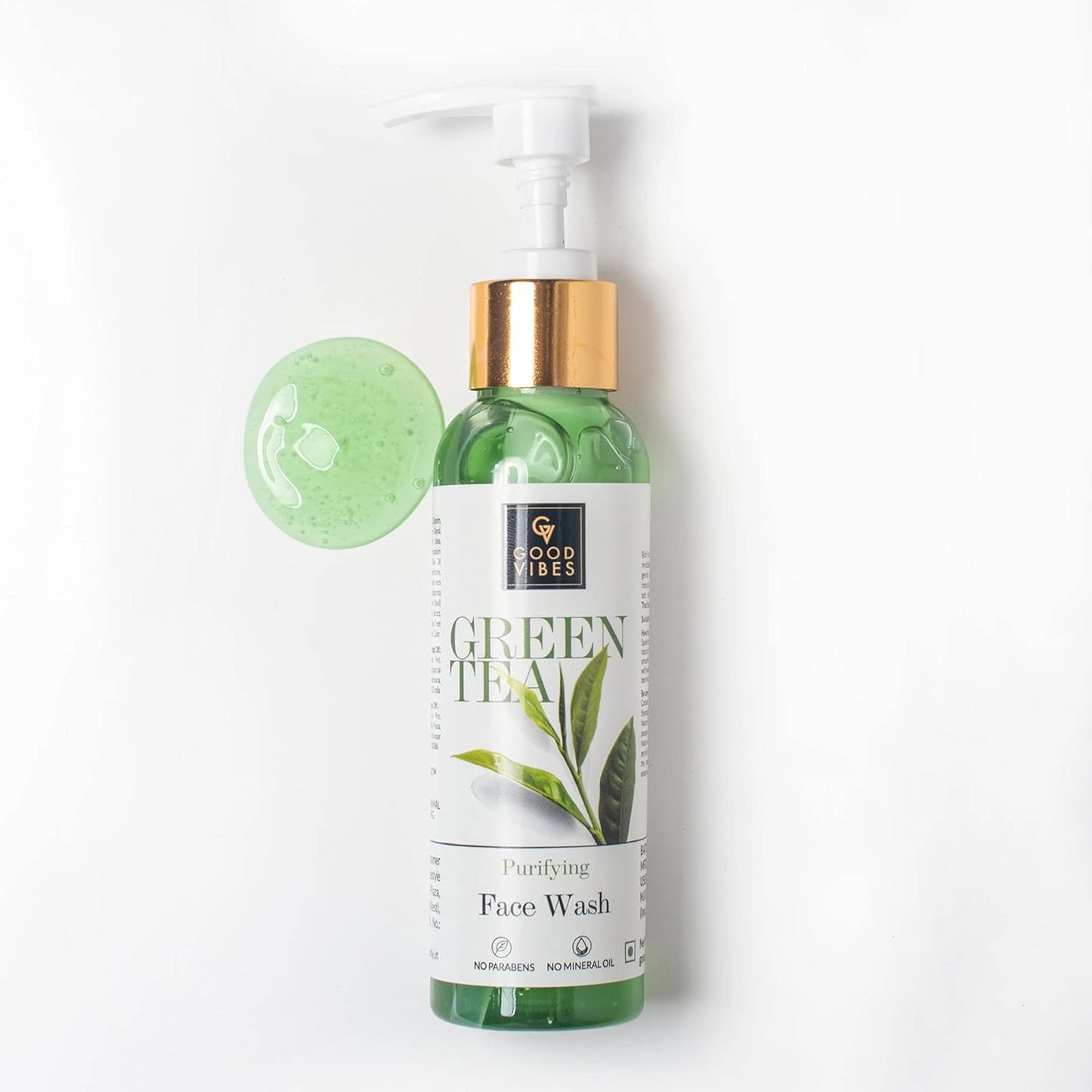 Good Vibes Green Tea Purifying Face Wash, 120 ml Helps Prevent Acne, Dirt Removal Deep Cleansing Natural Antioxidants Formula for All Skin Types, No Parabens & Mineral Oil