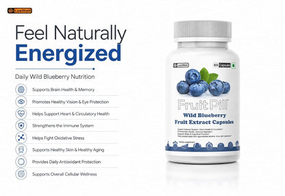 (LeeWell) Wild Blueberry Fruit Extract Supplement for Antioxidant, Eye & Brain Wellness- 60 Veg Capsules