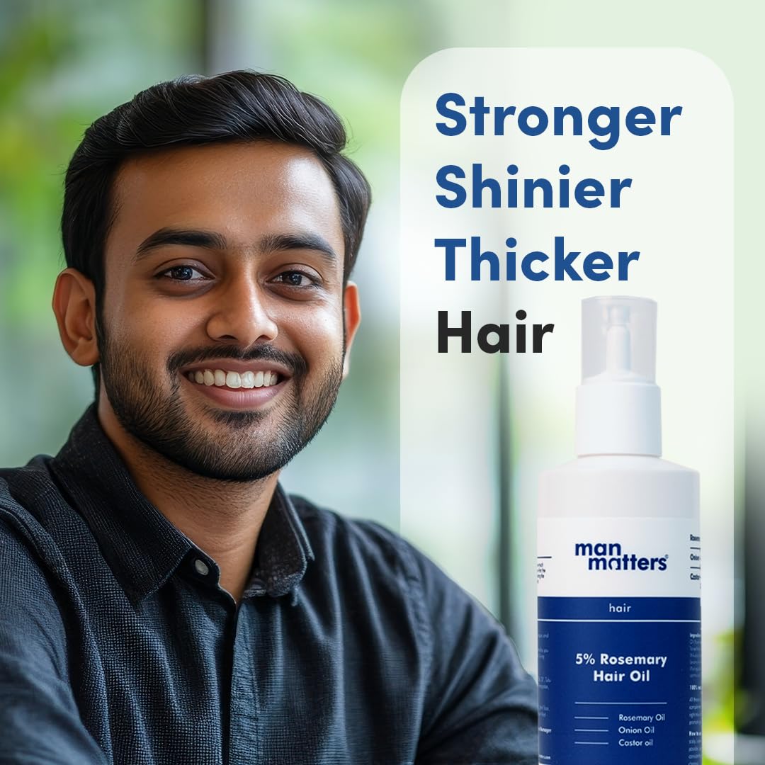 Man Matters Hair Oil With Rosemary, Onion, Bhringraj, Shikkai, Brahmi & Amla Oils | Reduces Hair Breakage, Nourishes Hair & Protects Shine | 100ml