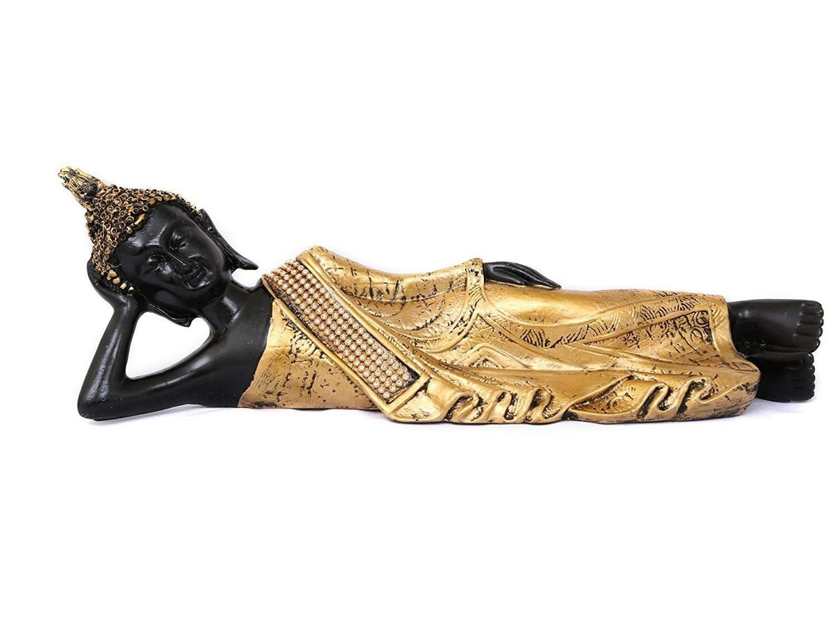 Polyresin Lord Buddha Idol (33.01 cm x 10.16 cm x 10.16 cm, Golden and Black)