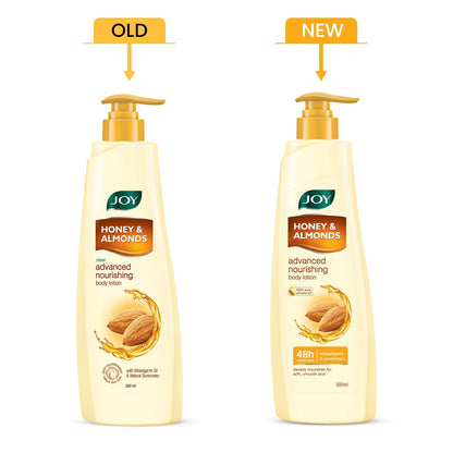 Joy Honey & Almonds Advanced Nourishing Lightweight Winter Body Lotion 500ml | Enriched With Shea Butter | Natural Sunscreen Filters | Suitable for Normal to Dry Skin
