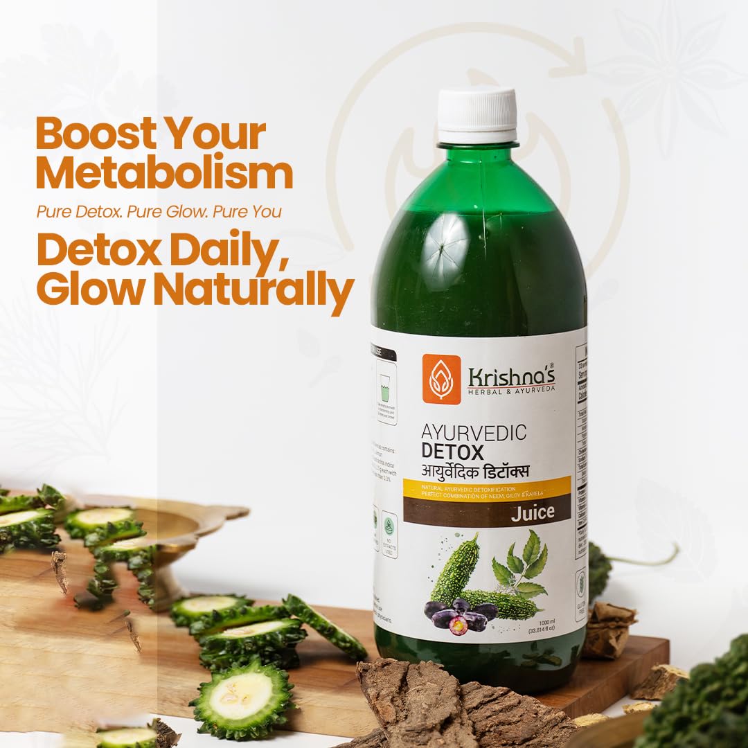 KRISHNA'S HERBAL & AYURVEDA Ayurvedic Detox Juice 1000 ml | Ayurvedic Detoxification | Perfect combination of giloy, karela, jamun & neem