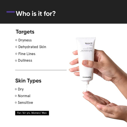 Minimalist Niacinamide 5% Face Serum & Marula Oil 5% Moisturizer Combo | Hydrating & Repairing Skincare Gift Set for Clear & Glowing Skin | Premium Gift Kit for Women & Men | For Dry Skin