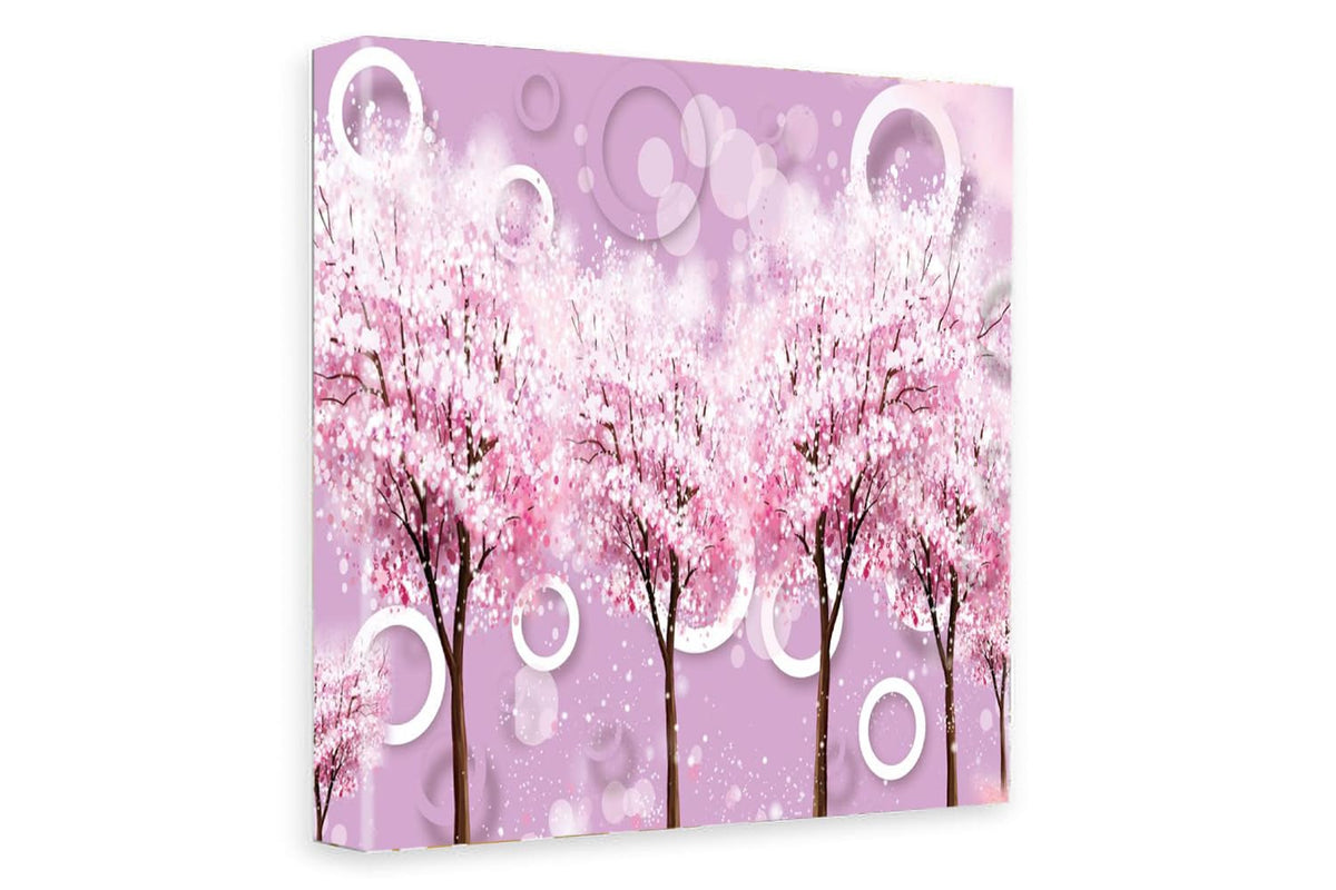 Printed Framed Canvas Painting for Home Decor Office Wall Studio Wall Living Room Decoration (14x14inch Wrapped) - Trees & Circles 3D