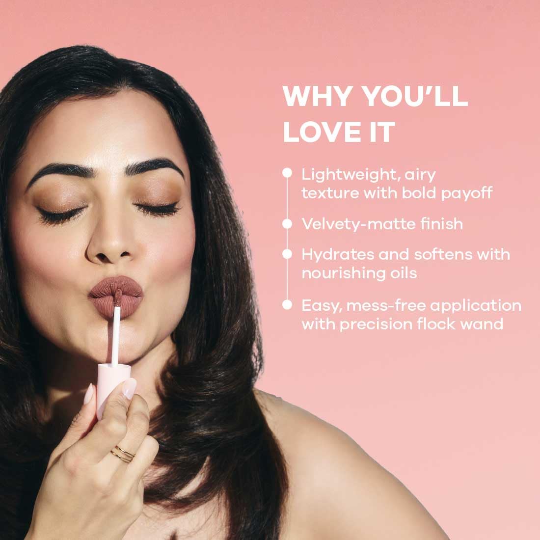 Earth Rhythm Lip Nectar Matte Liquid Lipstick, Weightless, Never Drying, No Mineral Oil 5g - Cocoa