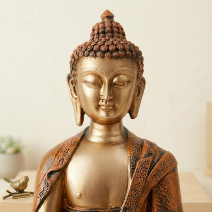 New Limited Edition Meditating Sitting Buddha Idol Statue showpiece Home Decor Decoration Items for Living Room and Gifts (Orange Golden-BS1)