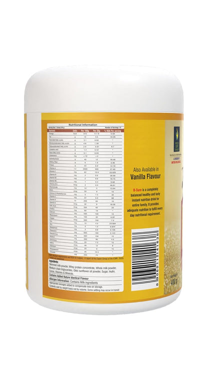 Container with nutritional information label on a white background
