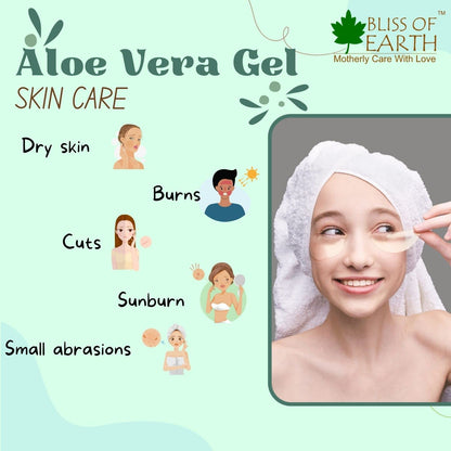 Bliss of Earth Aloe Vera Gel Pure Crystal Clear | Best For Face, Body & Hair | Effective Cooling, Soothing & Hydrating | Colour and Fragrance free Alcohol and Paraben Free | 1 KG