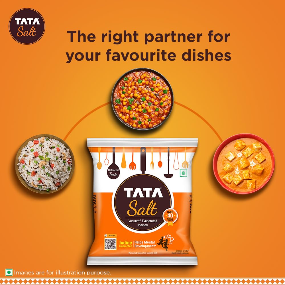 Tata Salt 1 Kg, Free Flowing and Iodised Namak, Vacuum Evaporated, Salt in Fresh
