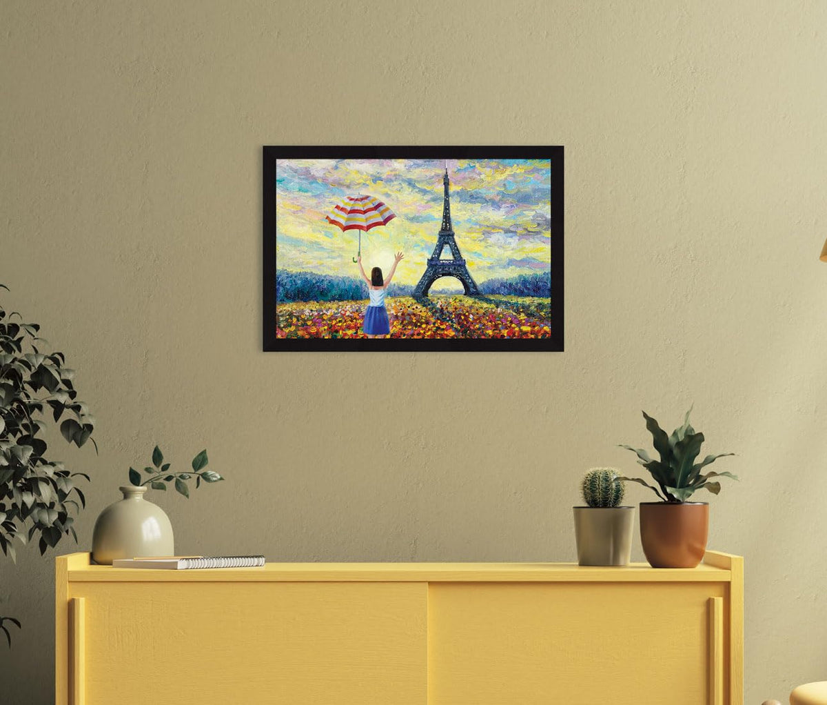 Wall Decor Paintings with Frame for Home Decoration Eiffel Tower, Painting for Living Room - Framed Painting for Wall Decoration, 12.0 X 18.0 inches, Set Of 1