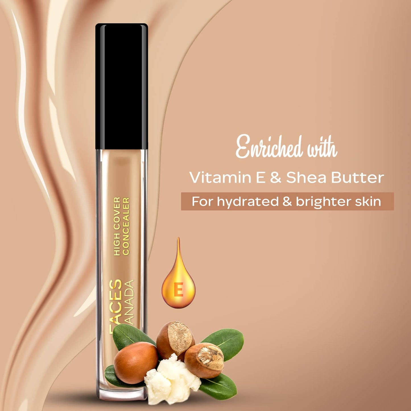 FACESCANADA High Cover Concealer - Sand Beige 01|High Coverage Liquid Concealer|Blends Easily|Natural Finish|Covers Spots, Dark Circles|With Shea Butter & Vitamin E For All Skin Type - 4 Ml