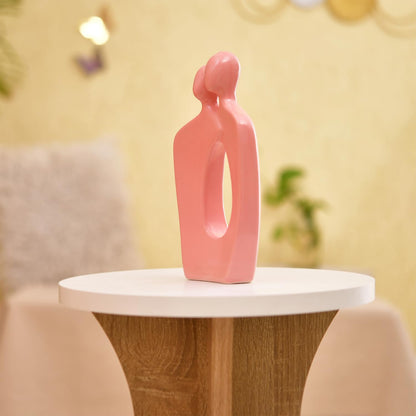 Inseparable Ceramic Couple Figurine | A Timeless Expression of Love & Unity | Elegant Décor for Any Setting – Pack of 1, Pink