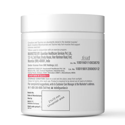 Zephivo GNC Pure Micronized Creatine Monohydrate + Taurine | 100 gm | 33 Serving | Unflavoured | Instantized | Fuels Muscles | Increase Muscle Mass | Rapid Absorption | Faster Muscle Building| Lab Tested | Faster Muscle Recovery| Boost Performance | Imported