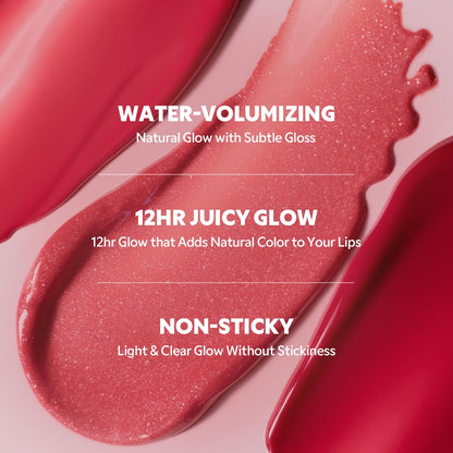 TIRTIR Waterism Tinted Lip Gloss, Kiss Ready Lipgloss, 12H Long Lasting Non Sticky Natural Tinted Glow Korean Multiuse Cheek and Lip Tint for Women gift, #18 CHERRID, 1.8g