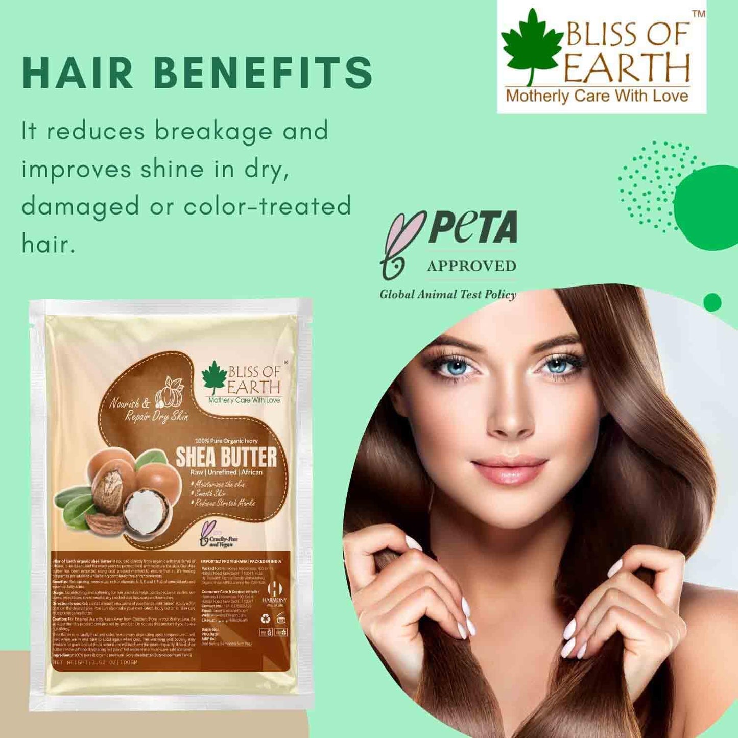 Bliss of Earth Organic Raw Shea Butter, 100% Raw and Unrefined Shea Butter, for Hair & Skin, 100% Pure and Natural, Deep Moisturizing, 100 g, Ivory (100 gm)