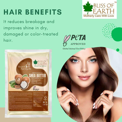 Bliss of Earth Organic Raw Shea Butter, 100% Raw and Unrefined Shea Butter, for Hair & Skin, 100% Pure and Natural, Deep Moisturizing, 100 g, Ivory (100 gm)